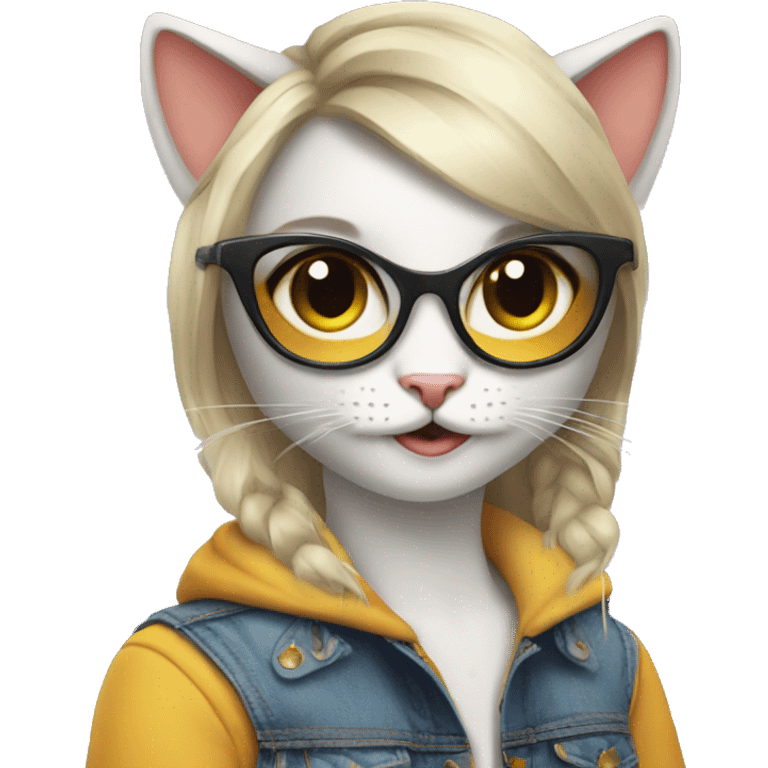 super cool girl cat emoji