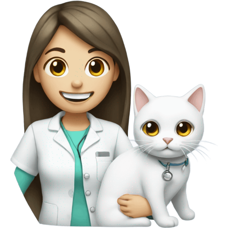 Girl dentist with white cat emoji