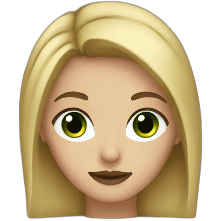 girl with dirty blonde hair dark eyebrows and dark green eyes emoji