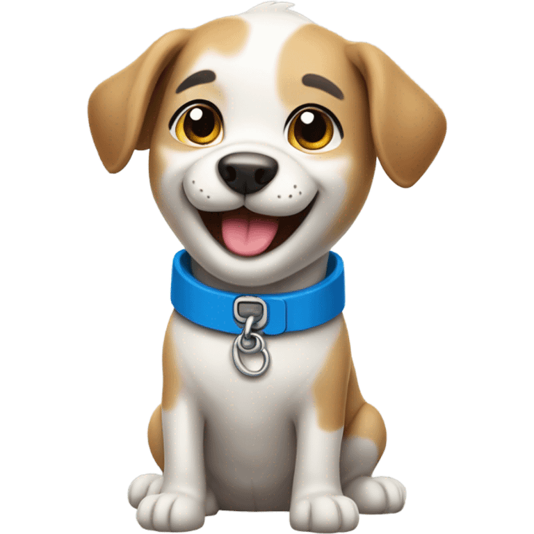 happy cute dog with blue collar half side perspection full body  emoji