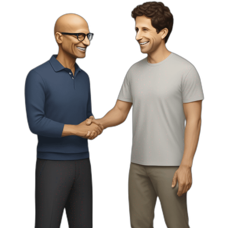 satya nadella microsoft CEO giving bro hanshake to sam altman openai emoji