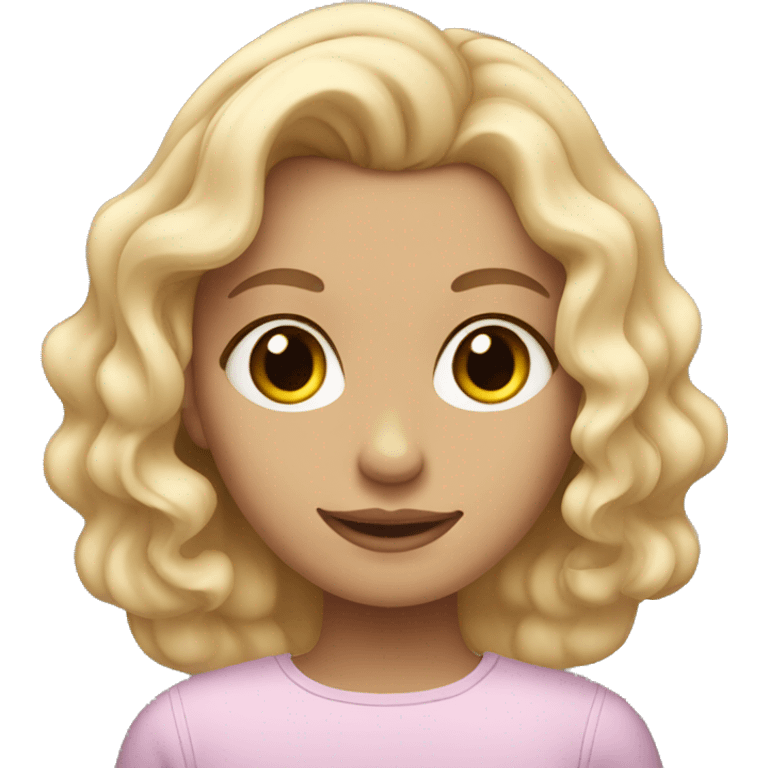 a blonde girl with normal skin colour that is curling her hair emoji