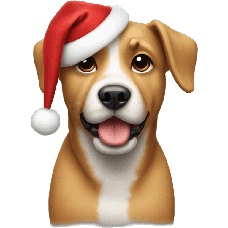 A dog with a Christmas hat emoji