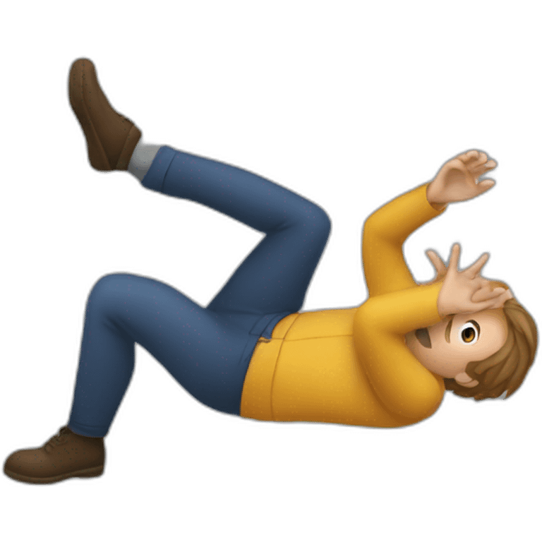 Person falling in a big hold emoji