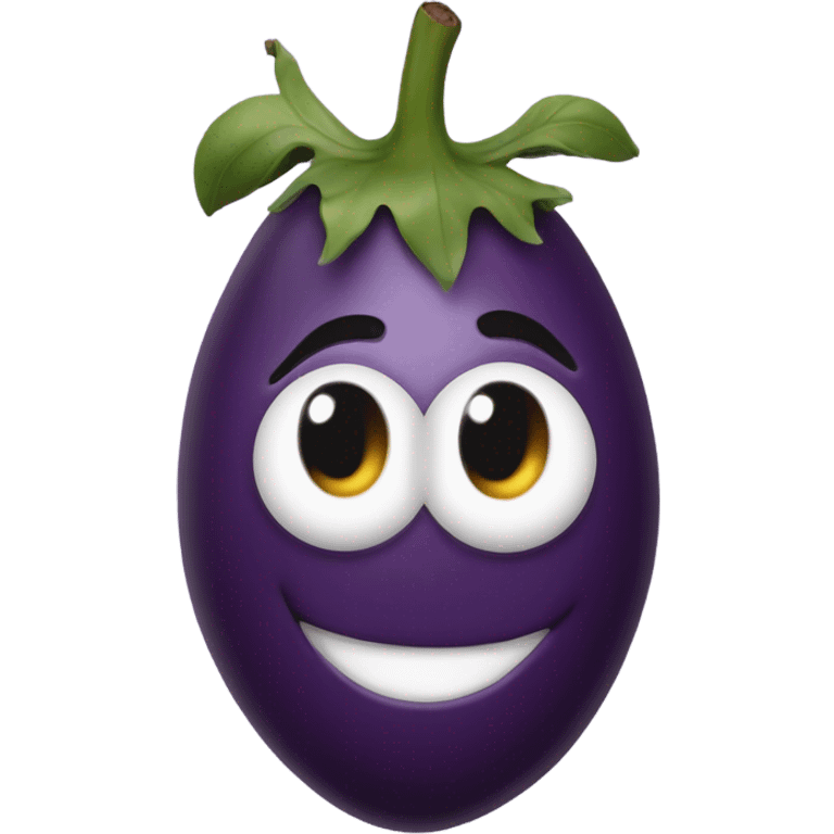 goofy smile emoji with egg plant emoji