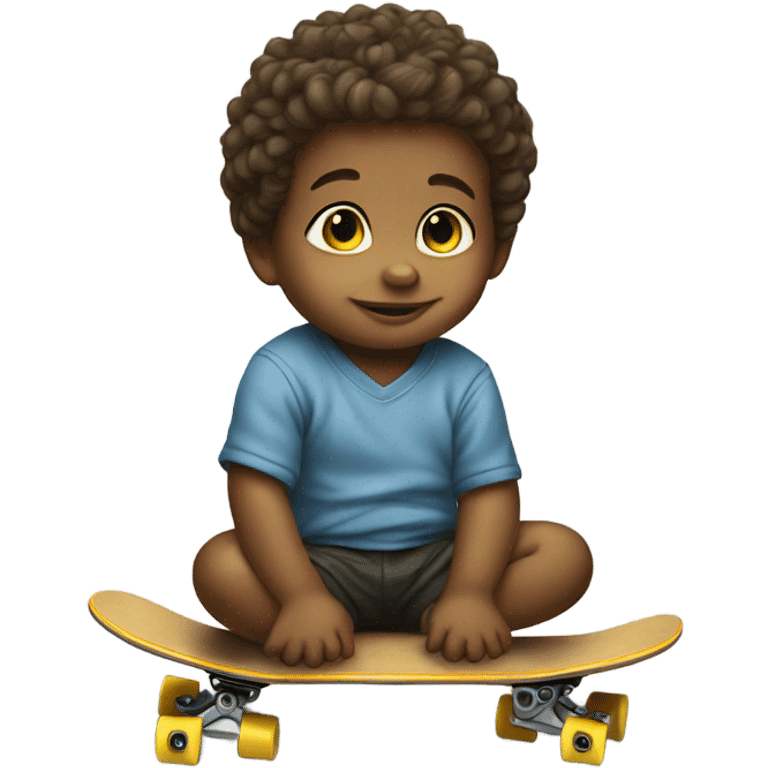 Baby boy on a skateboard emoji