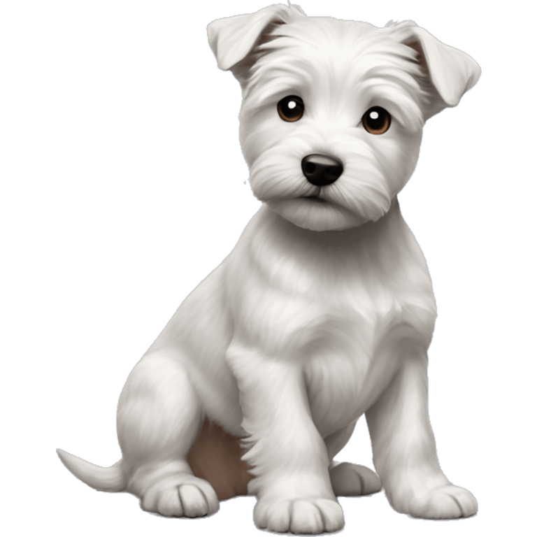 A light grey westie-cairn cross puppy emoji