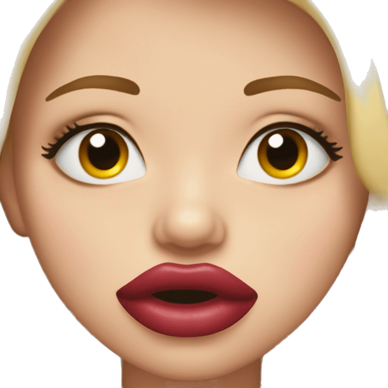 emoji with lips puckered long lashes showing nails emoji