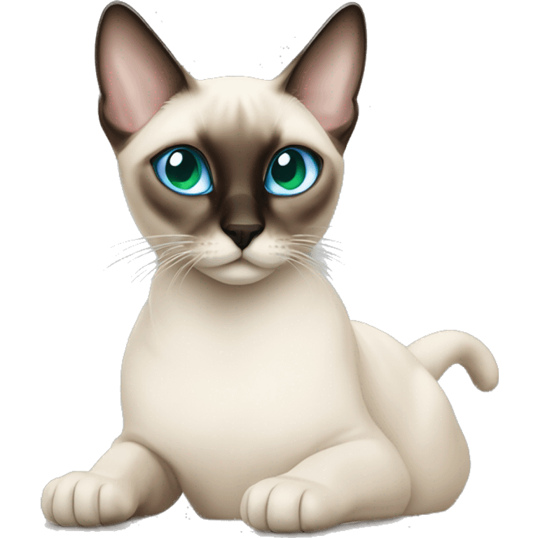 Siamese cat with one green eye and one blue eye emoji