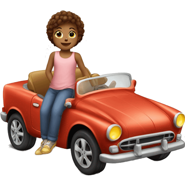 Enfant de 5ans avec une voiture luxe emoji