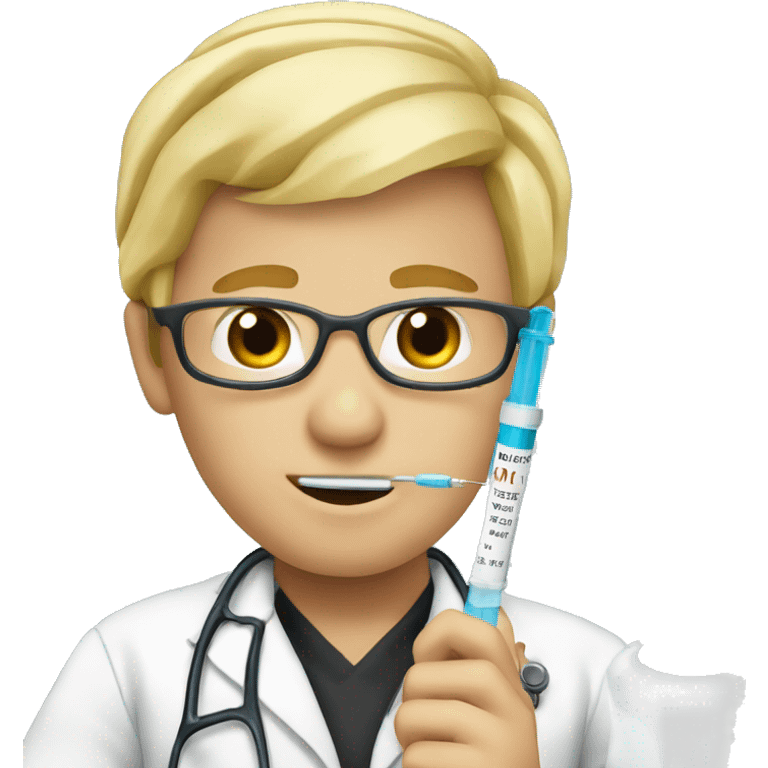 blond doctor with a syringe in his hand emoji