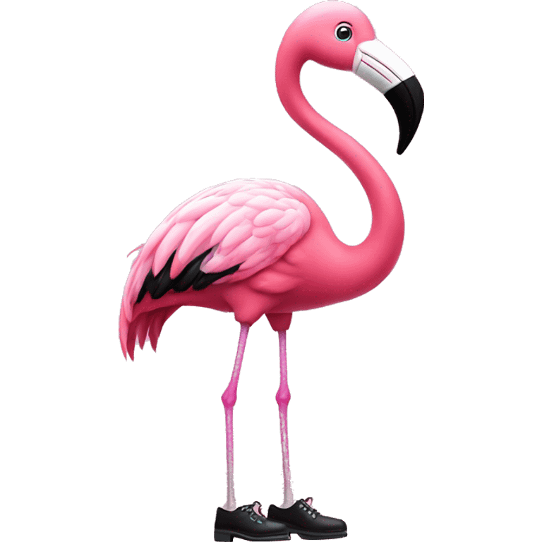 pink flamingo with tap shoes emoji