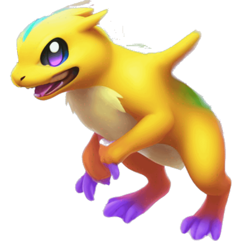 Colorful Neon Colors Vibrant Colors Flying Fakémon-Pokémon-Creature Full Body emoji