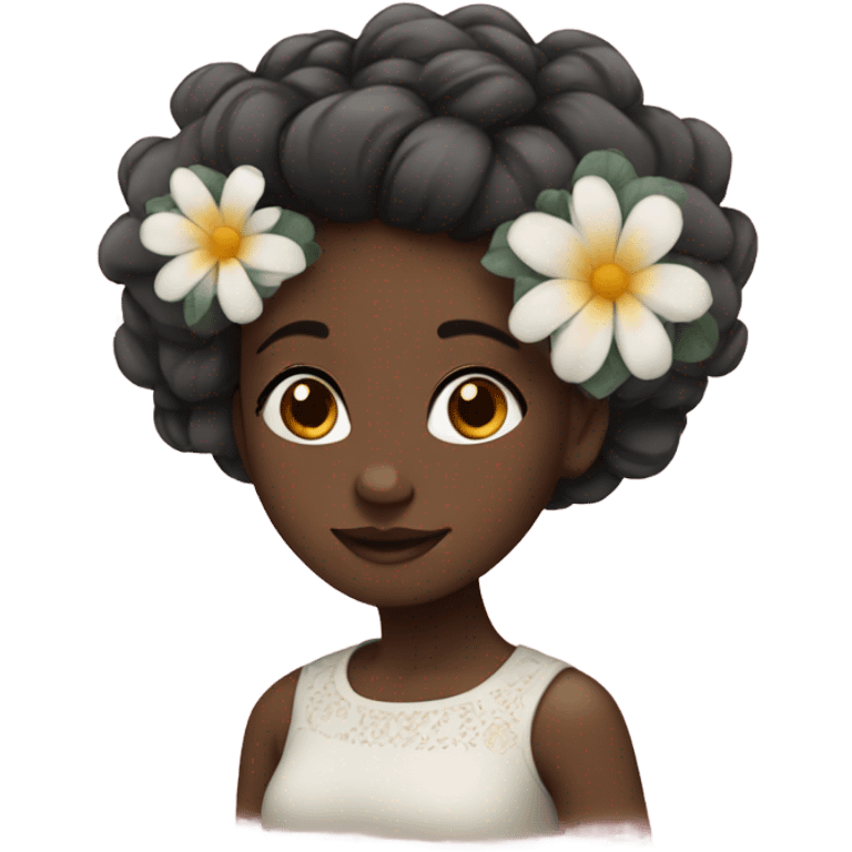 Black girl with flowers in her hair emoji