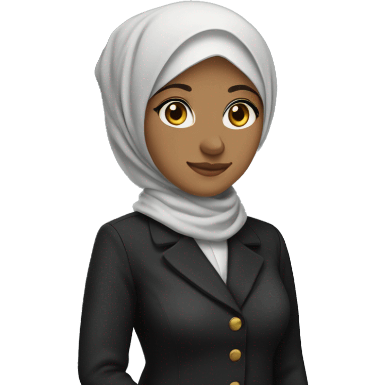 hijab teacher wearing black coat fair colour human full image hands in pocket emoji