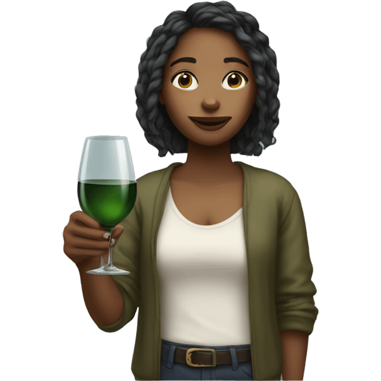 Girl with glass of vine emoji