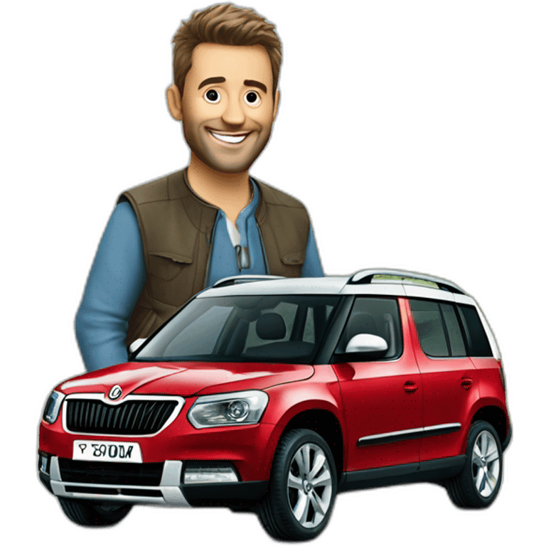 Man with the car “Skoda Yeti” emoji