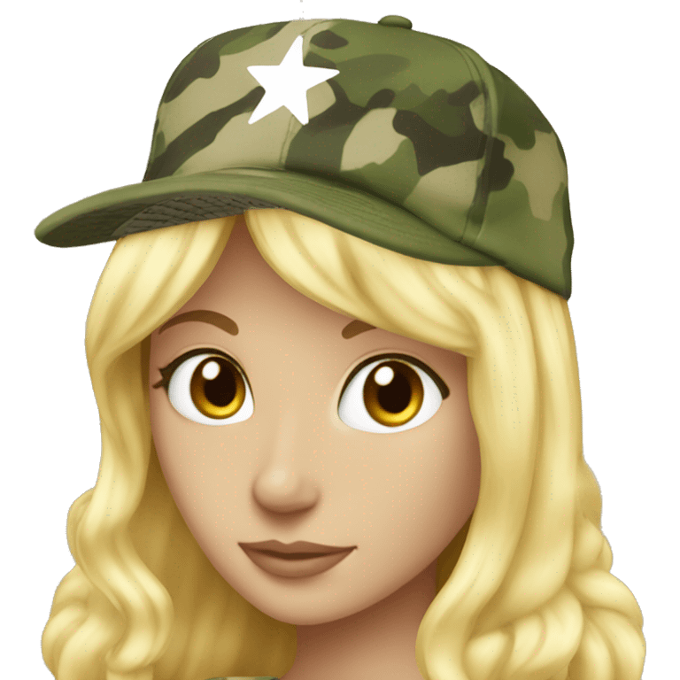 Camo hat on blonde princess emoji