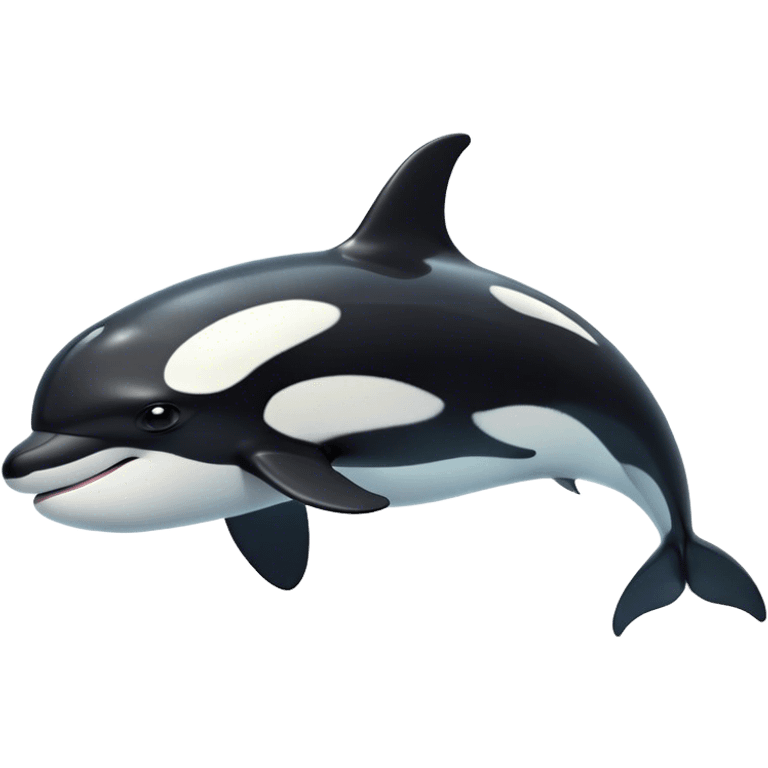 Cinematic Noble orca Portrait Emoji, Poised and majestic, with a sleek, streamlined black-and-white body, piercing intelligent eyes, and a powerful, commanding presence, Simplified yet sharp and sophisticated features, highly detailed, glowing with a soft oceanic radiance, high shine, intelligent and formidable, stylized with an air of deep-sea dominance, focused and alert, soft glowing outline, capturing the essence of an apex predator that appears ready to surge out of the waves with effortless authority! emoji