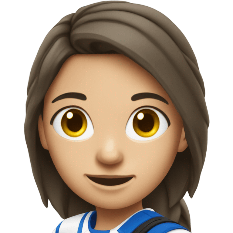 Brunette girl playing field hockey emoji