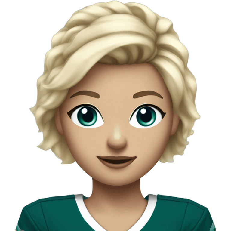 Short blond hair blue eyes female as Philadelphia Eagles cheerleader  emoji