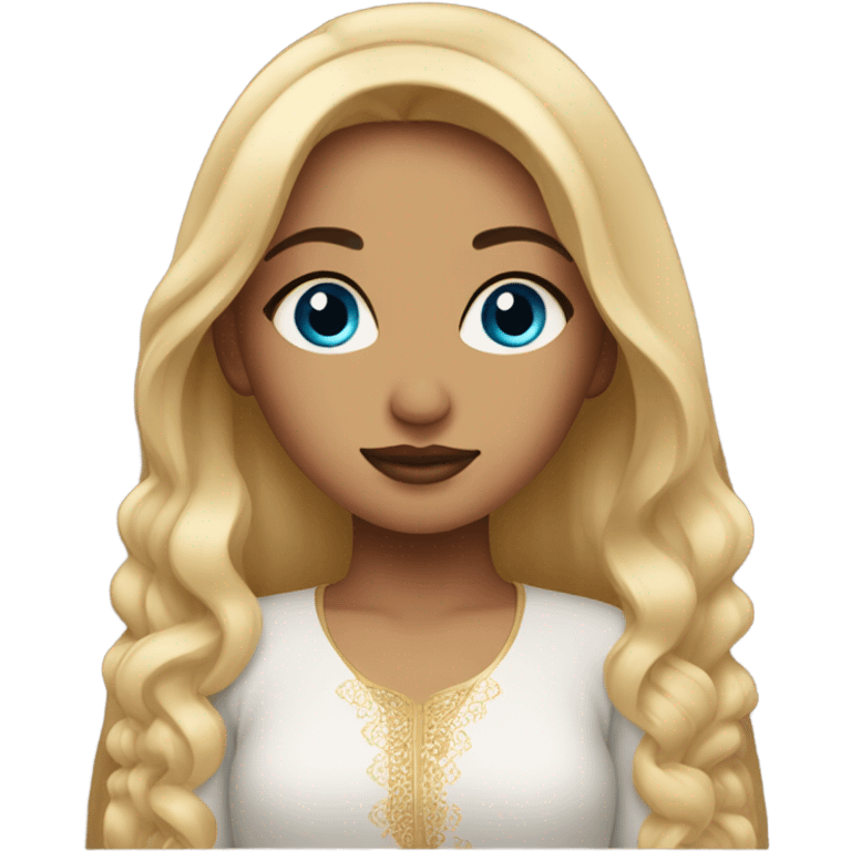 Girl with arabian makeup and blonde hair + blue hazel eyes emoji