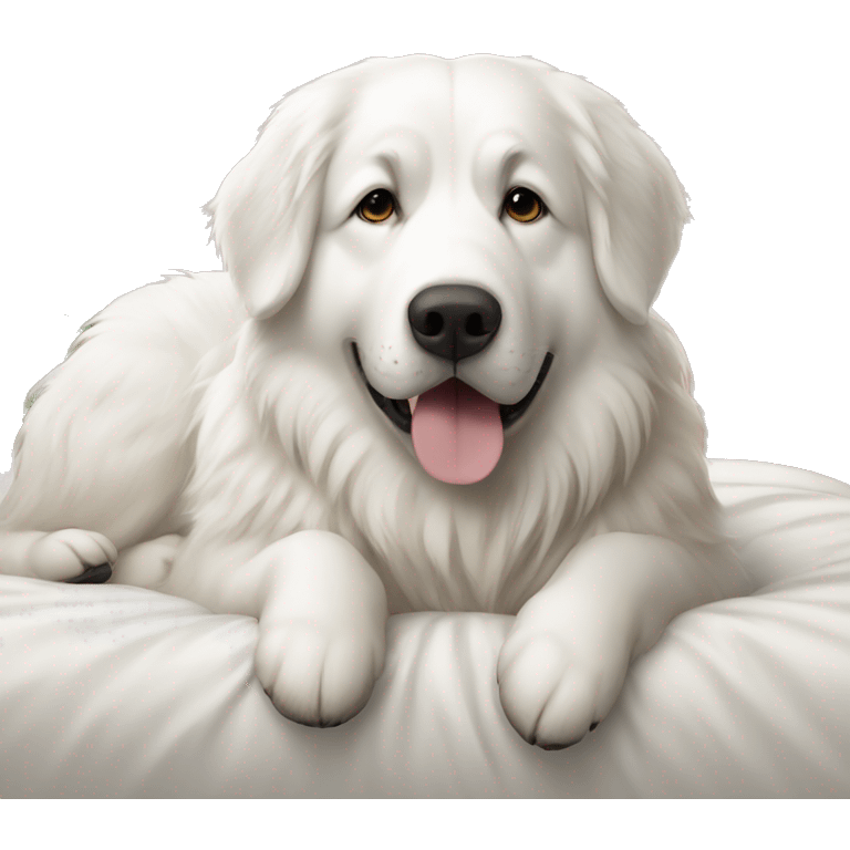 Great Pyrenees in a bed emoji