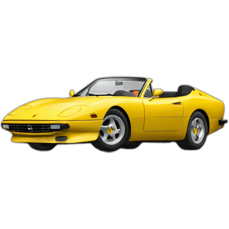 Yellow Ferrari 365 Daytona Convertible, right side view emoji