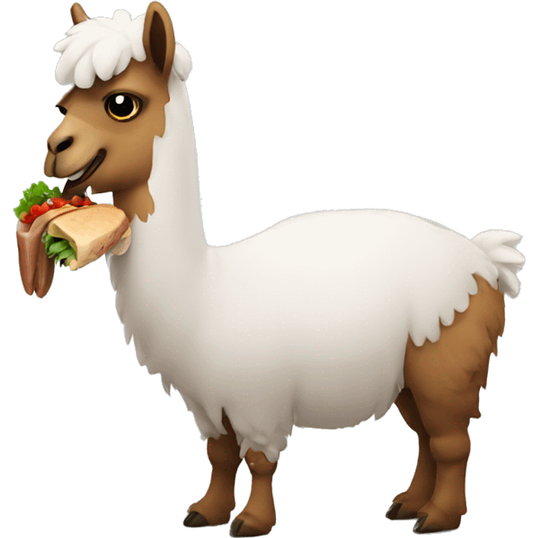 llama eating a turkey emoji