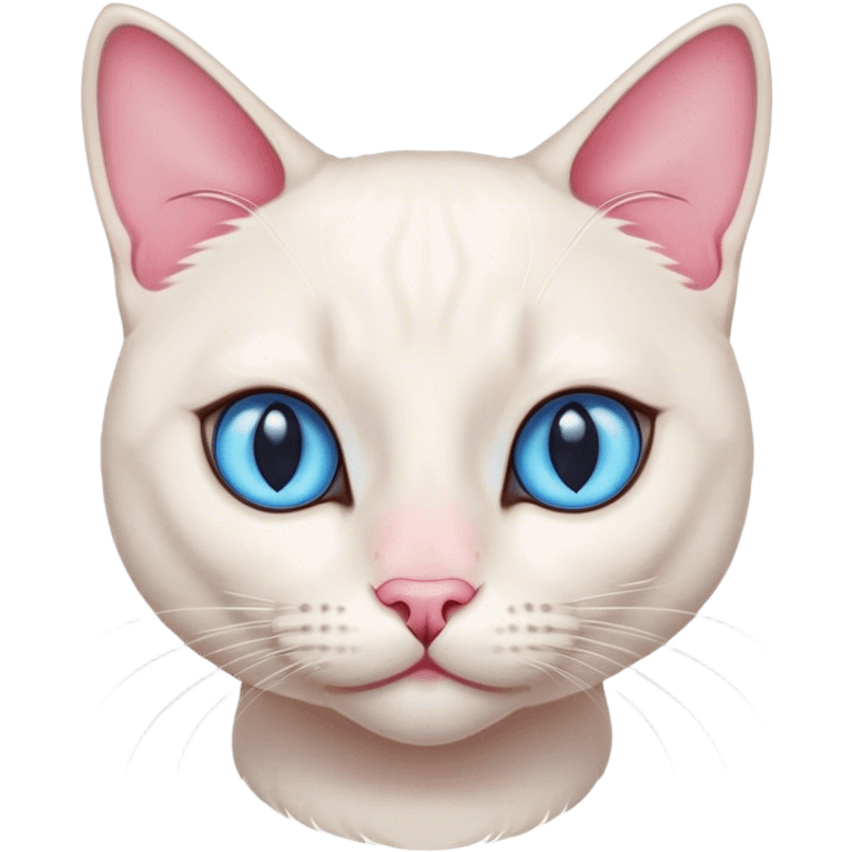 White female cat with siamese features, pink nose and blue eyes emoji