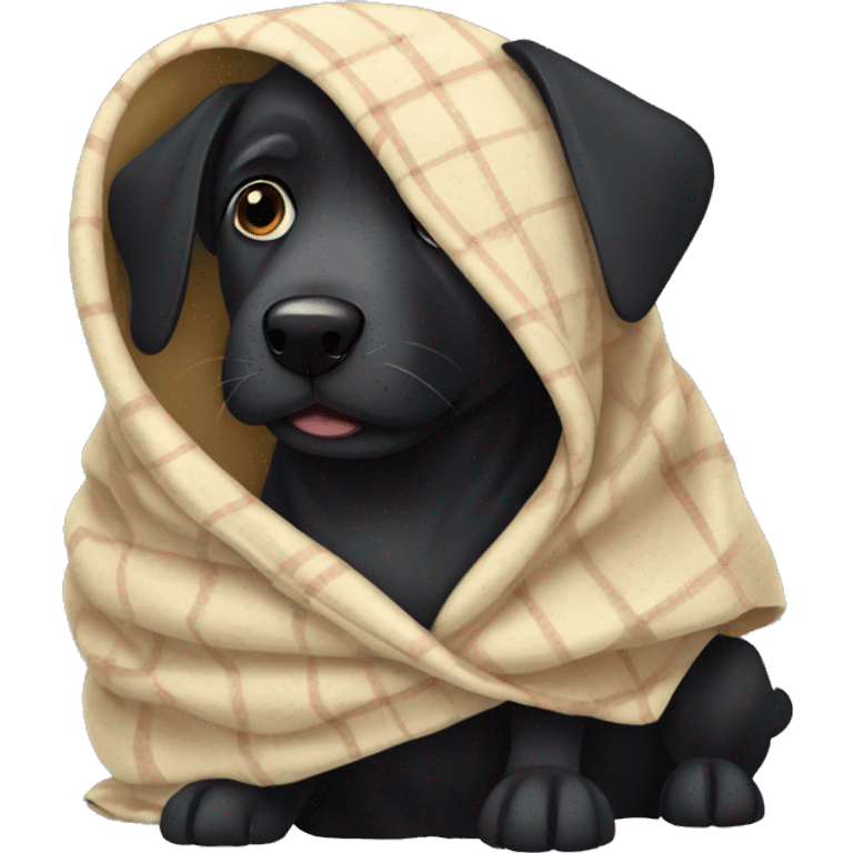 Black dog in blanket emoji