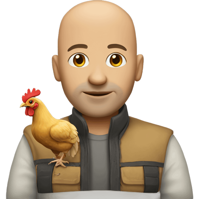 bald man with the chicken  emoji