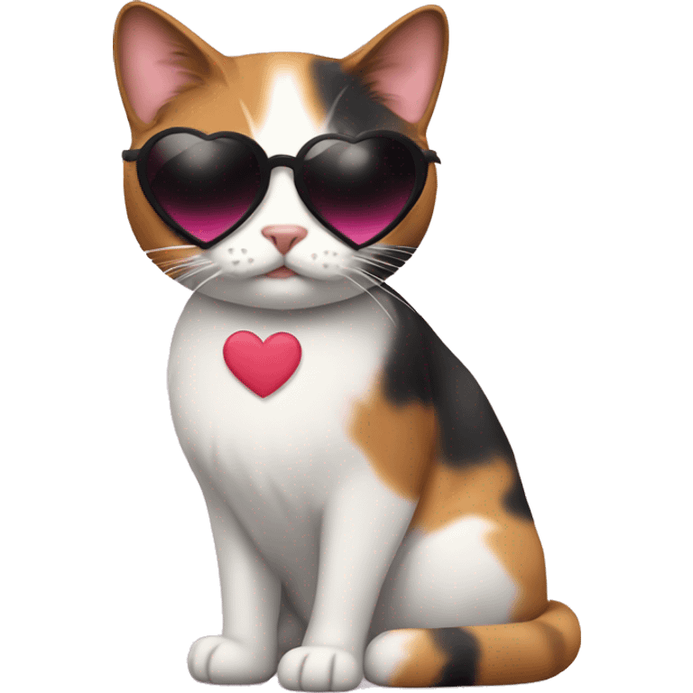 Calico cat with heart shaped sunglasses emoji