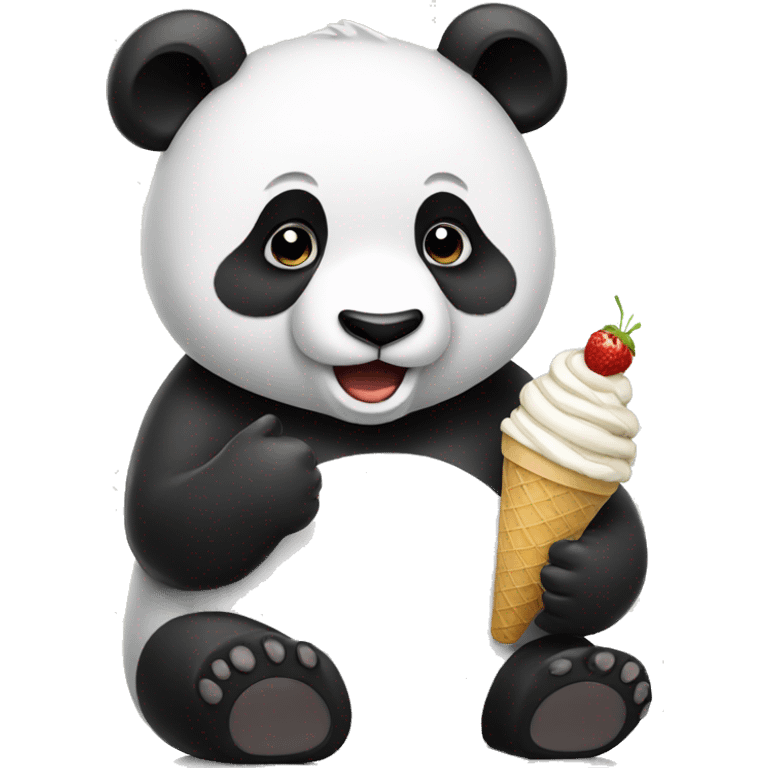 Panda eating ice cream emoji