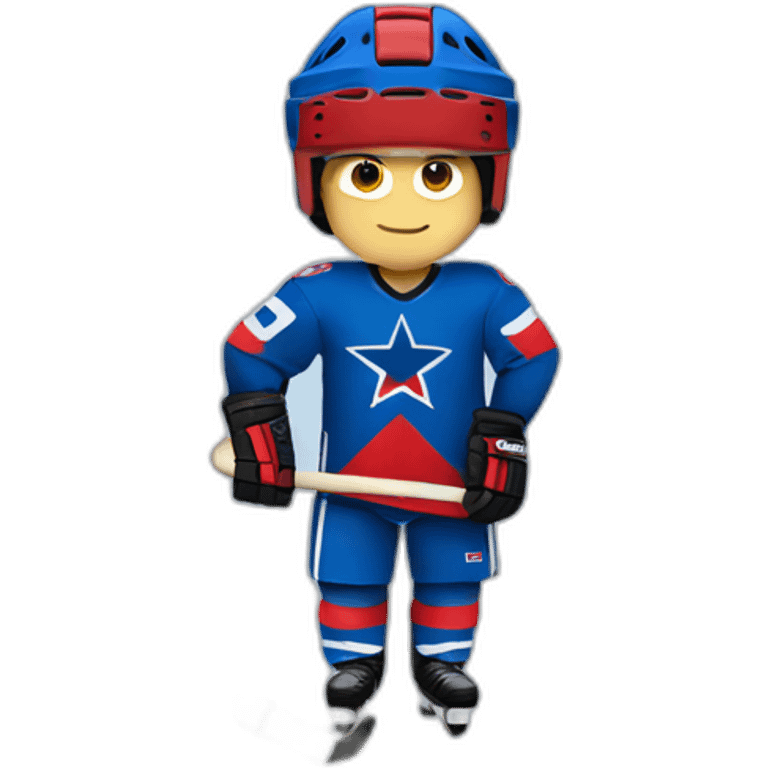 hockey player wearing blue helmet with red star emoji