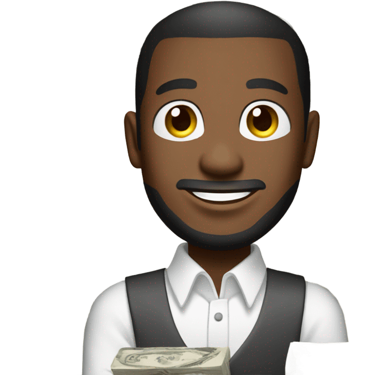 Guy with brown skin in white long sleeve wins money emoji