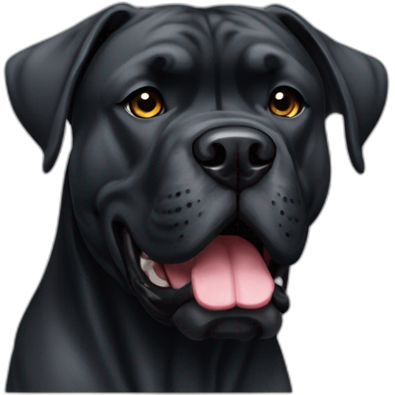 black muscular Cane Corso with cropped ears emoji