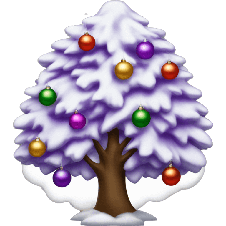 crea un árbol de navidad blanco con adornos morados y plateados emoji