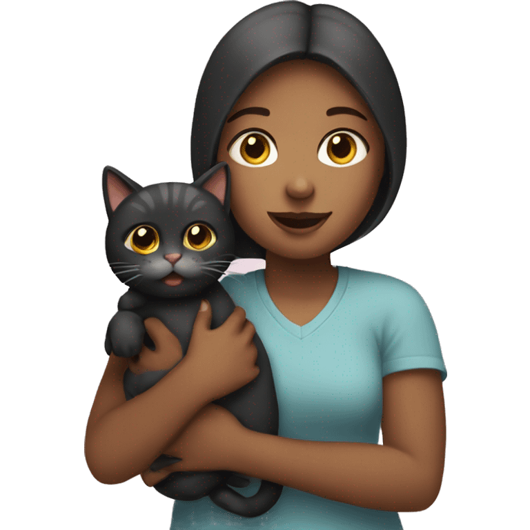 girl with cat in hands emoji