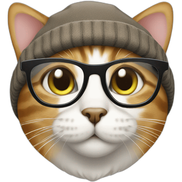 Cat with beanie and glasses emoji