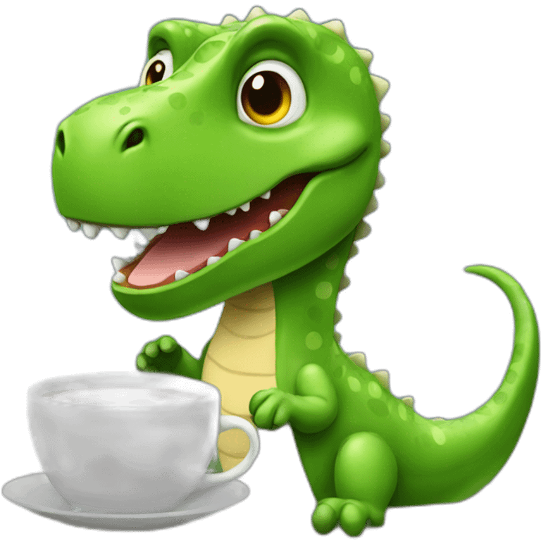 dino with coffee emoji