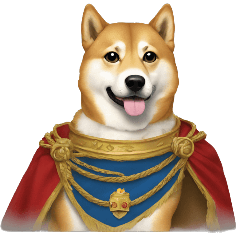 Doge roi avec fond drapeau emoji