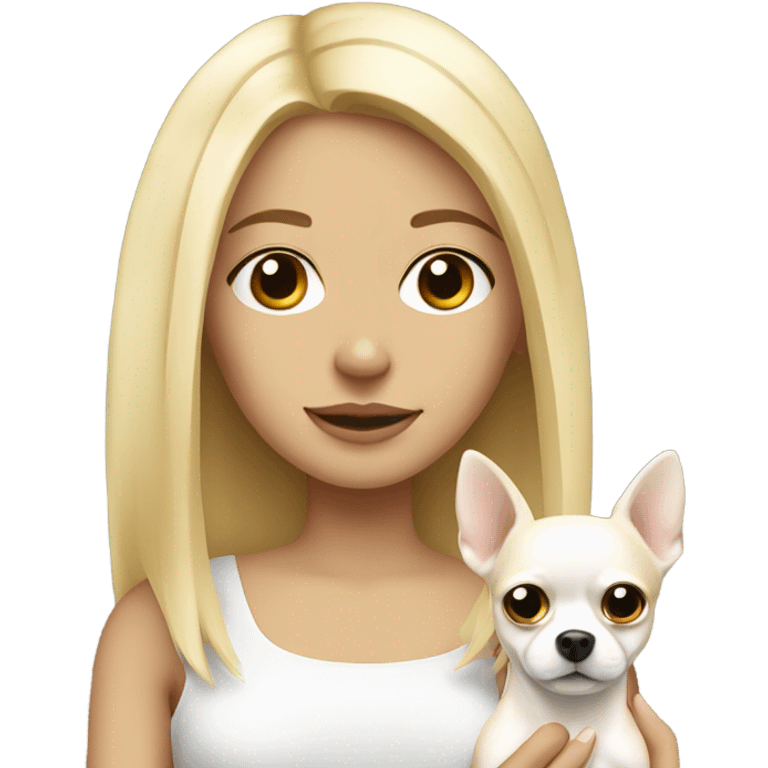 Blonde girl and white chihuahua emoji