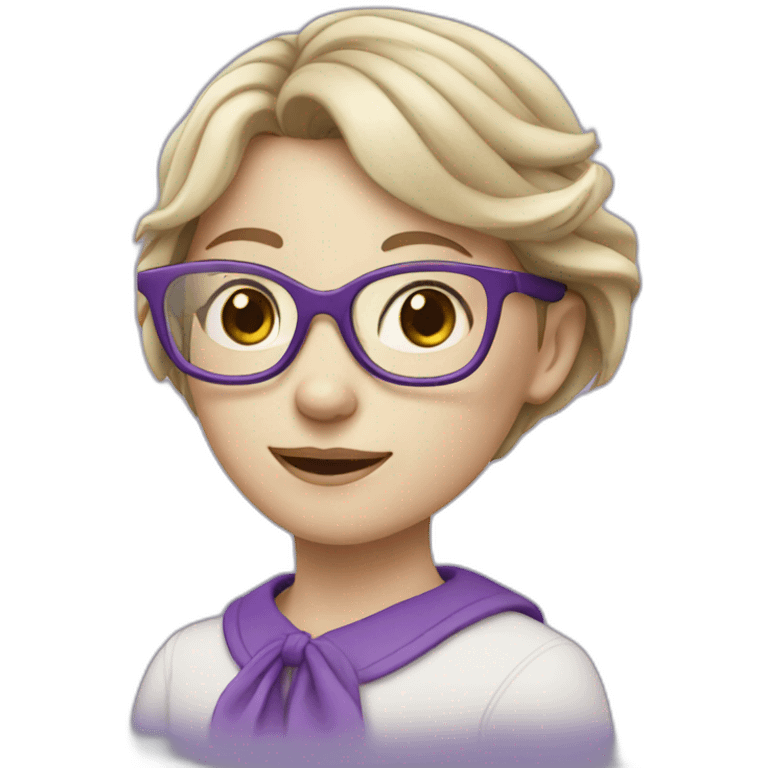 girl with glasses dressed in purple with pale skin emoji