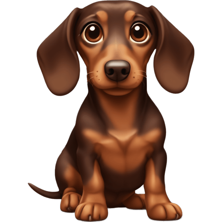 Miniature chocolate brown and tan dachshund wagging its tail emoji