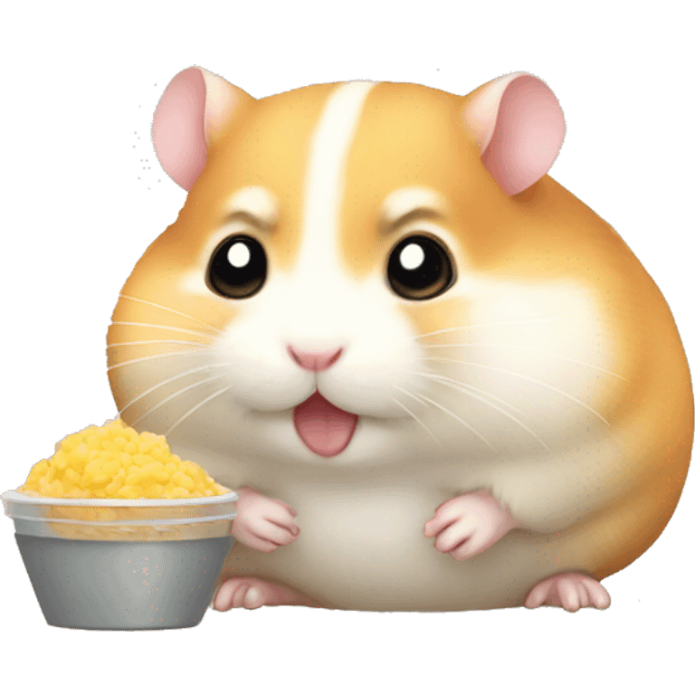 Hamster with chubby cheeks, eating emoji