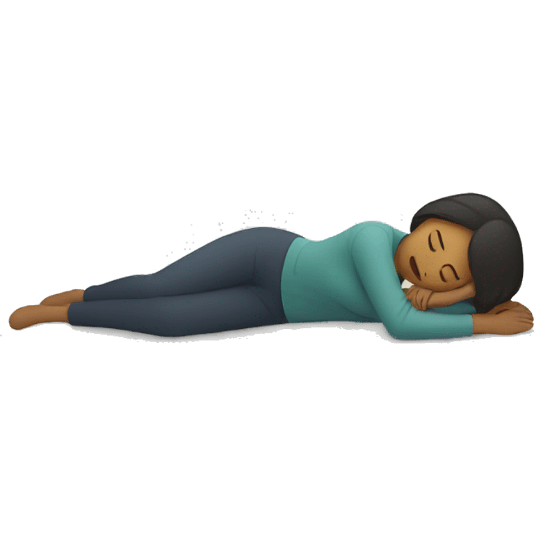 simplistic flattened woman lying on ground face up stressed emoji