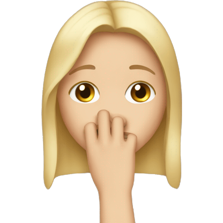 Blonde girl holding nose because it stinks  emoji