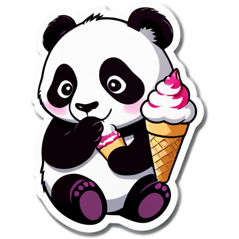 Panda eating ice cream emoji