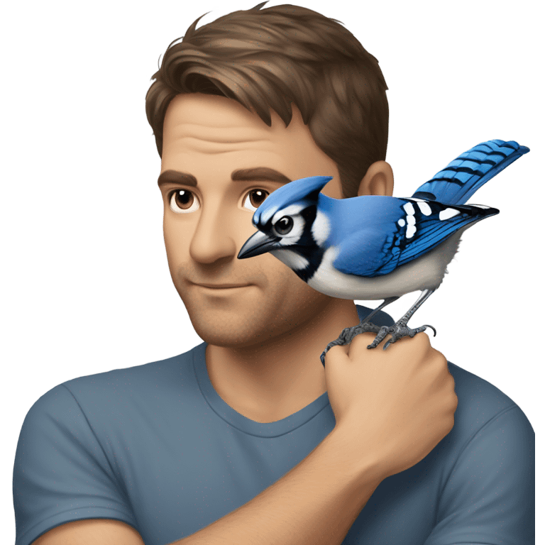 A blue jay on a man’s arm emoji